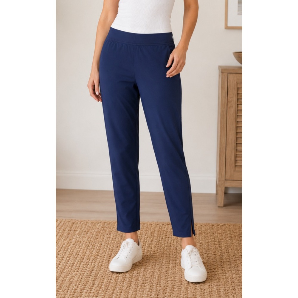 New Tommy Bahama Everyday Active XL Navy Pull-On Ankle Pants Zip Hem Stretch